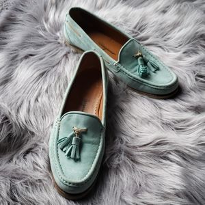 Salvatore ferragamo tiffany blue suede loafers